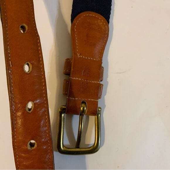 Coach Wool Surcingle Belt Burgundy Navy Blue Stripes Brass Size 36 90 cm - Picture 7 of 7